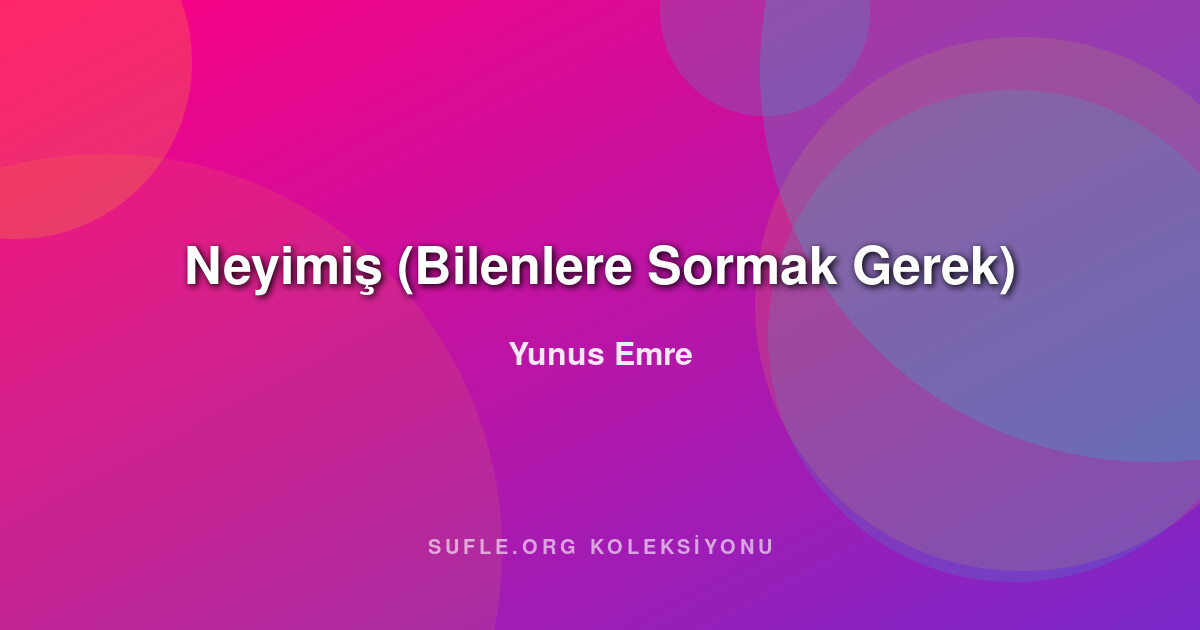Neyimiş (Bilenlere Sormak Gerek) - Yunus Emre